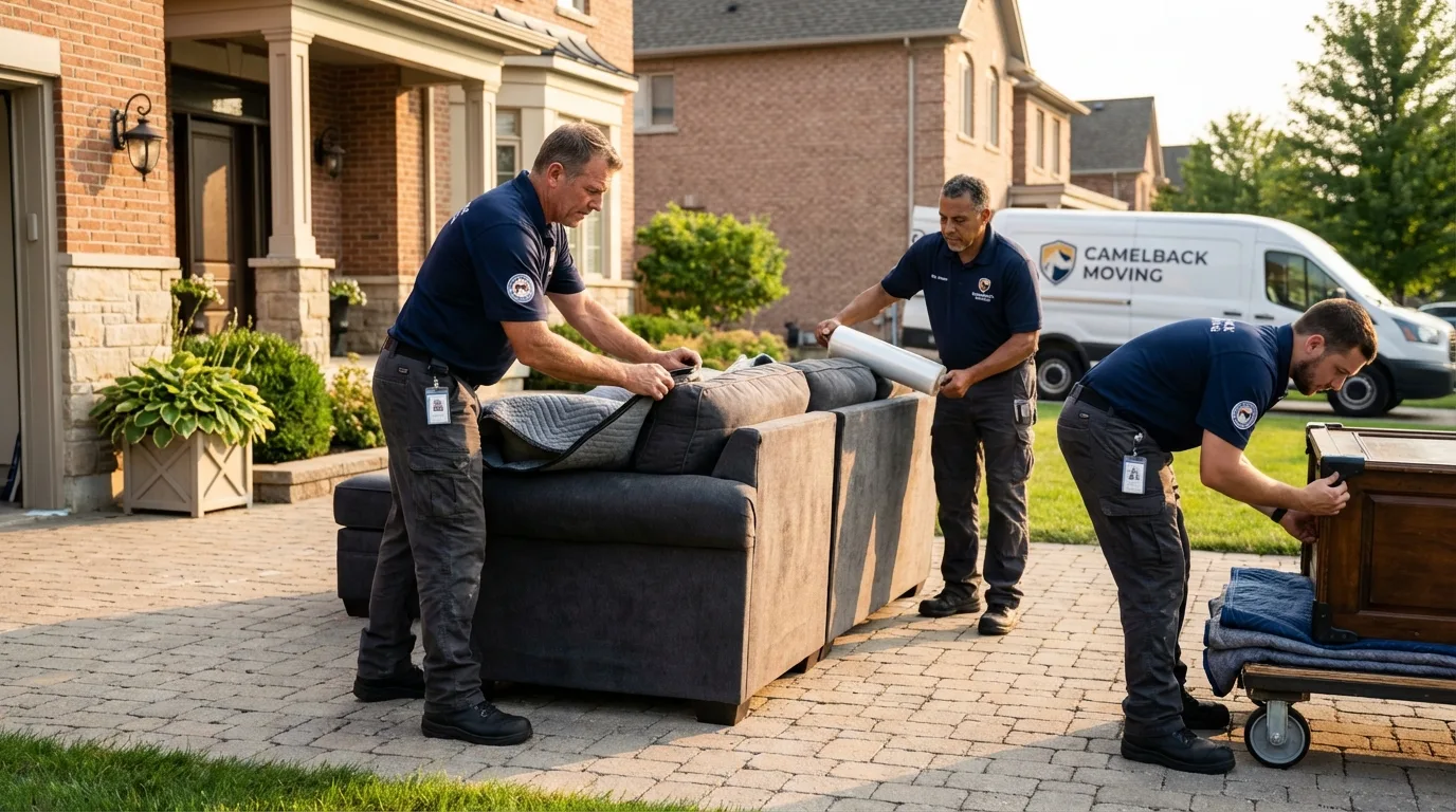 Large estate moving crew wrapping furniture in Farwell, TX