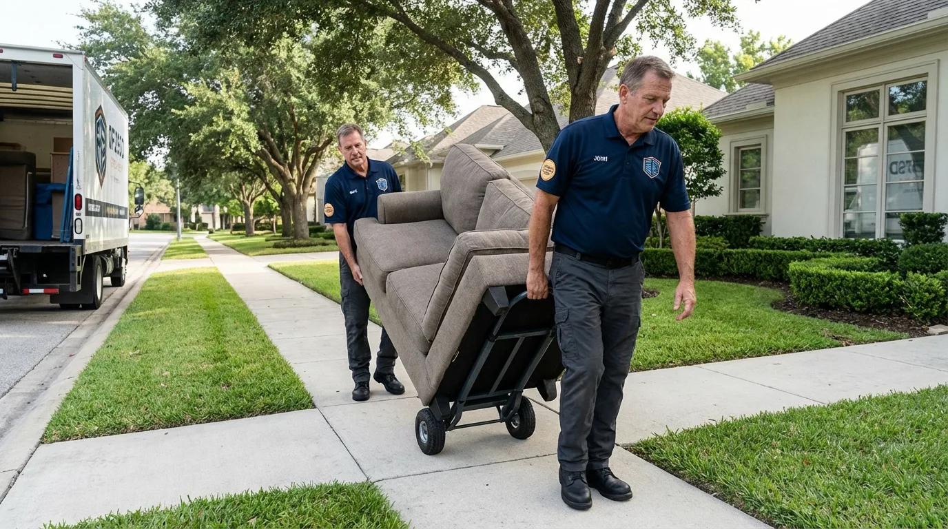 Local residential moving crew loading furniture in Farwell, TX